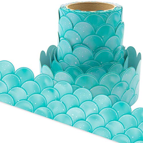 Ombre Turquoise Scallops Bulletin Board Borders for Classroom Decoration