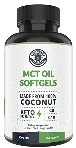 Book Cover MCT Oil Cpasules (300 MCT Capsules) derived only from Coconuts. C8 / C10 MCT Oil Softgels, Keto Friendly by Left Coast Performance