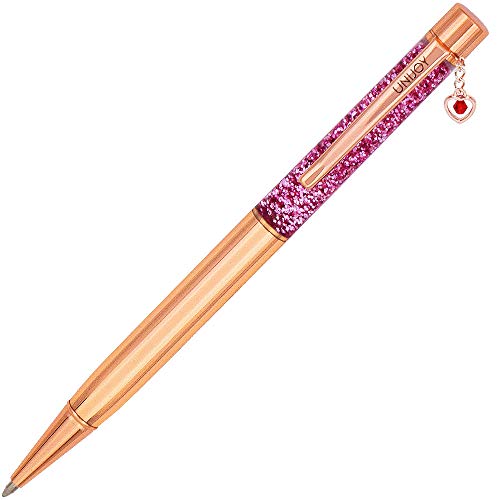 Unijoy Ballpoint Pen with Heart Pendant, Nice Fancy Birthday Gift Pens for Women & Girls, Best Gel Ink Pens with Extra Refill, Rose Gold