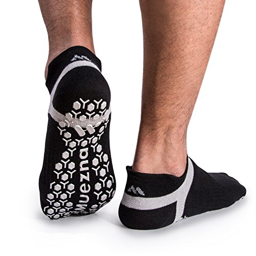 Book Cover Muezna Men's Non-Slip Yoga Socks, Anti-Skid Pilates, Barre, Bikram Fitness Hospital Slipper Socks with Grips