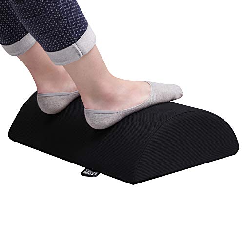 5 STARS UNITED Foot Rest Under Desk Cushion - Foot Stool for Home and Office - Breathable Mesh Cover - Non-Slip Bottom - Adjustable Height - Ergonomic Half-Cylinder Pad for Extra Leg Support (Medium)
