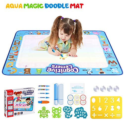 Wevon Large Aqua Doodle Mat, 40 x 32 inch Water Drawing Mat, Mess Free Doodling Coloring Painting Educational Writing Mats, Gift for Kids Toddlers Boys Girls Age 3 4 5 6 7 8 Year Old