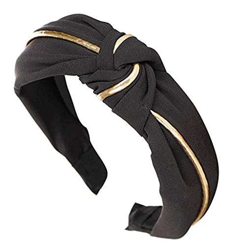 MHDGG Wide Headbands Knotted Headbands for Women,1Pcs Twisted with Cloth Wrapped Headbands for Women Headwear Barrette Styling Tools Accessories,Black