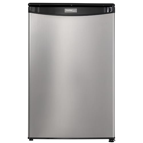 Danby DAR044A4BSLDD-6 4.4 Cu.Ft. Mini Fridge, Compact All Refrigerator For Bedroom, Living Room, Bar, Dorm, Kitchen - In Stainless Steel Look