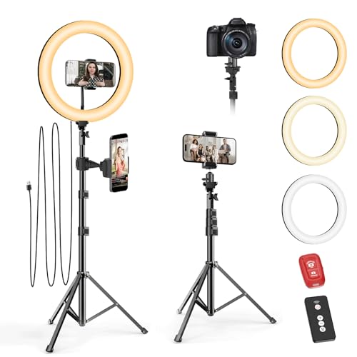 EMART 10 inch Selfie Desktop Ring Light with 3 Light Modes & 11 Brightness Levels for Live Streaming, YouTube Video, Makeup with Tripod Stand & Phone Holder