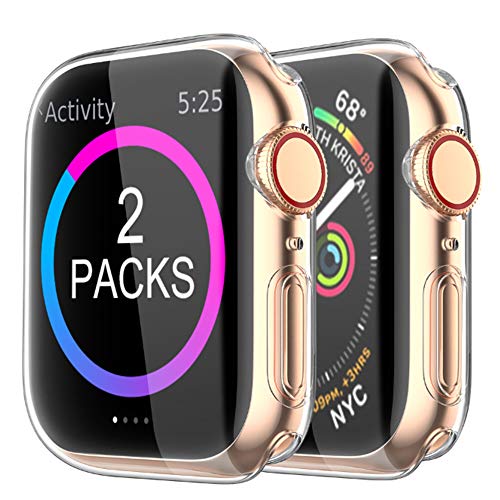 Book Cover BRG Case Compatible with Apple Watch Screen Protector Series 5 Series 4 40mm,2 Pack iWatch Series 5 4 Soft TPU HD Clear Ultra-Thin Overall Protective Cover Case