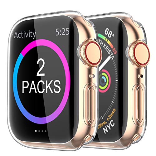 BRG Case Compatible with Apple Watch Screen Protector Series 5 Series 4 40mm,2 Pack iWatch Series 5 4 Soft TPU HD Clear Ultra-Thin Overall Protective Cover Case