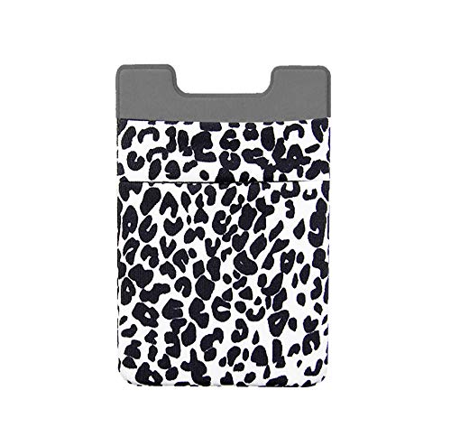 lenoup Stretchy Leopard Print Cell Phone Card Holder, Stick on Cell Phone Wallet for Credit Card, Business Card ID and Keys, Phone Pocket for Almost All Phones