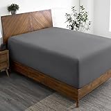 Bare Home Queen Fitted Sheet - Extra Deep Pocket - Premium 1800 Microfiber - Ultra-Soft Wrinkle Free - Queen Deep Pocket Bottom Sheets (Queen - 11" to 22" Pocket, Grey)