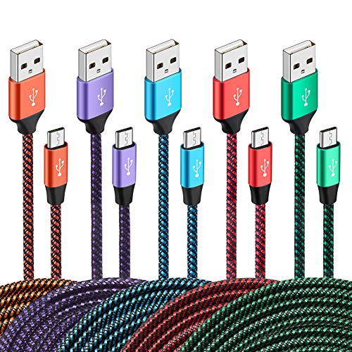 Braided Micro USB Cable 6ft 5 Pack,Fast Android Charger Cable,Bynccea USB to Micro USB Cable Compatible with Samsung Galaxy J3 J7 S6 S7 Edge Note 4 5 LG BlackBerry Motorola Xbox PS4 Kindle