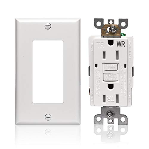 GFCI Outlet Receptacle 15 amp - UL Certified GFCI Replacement Weather Resistant Tamper Resistant White Electrical Duplex Outlets for Outdoor/Kitchen/Bathroom