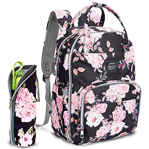 Diaper Bag Backpack,LUXVEER Multifunction Travel Back Pack Maternity Baby Nappy Changing Bags, Water Bottle Bag,Large Capacit Multicolored Size: L