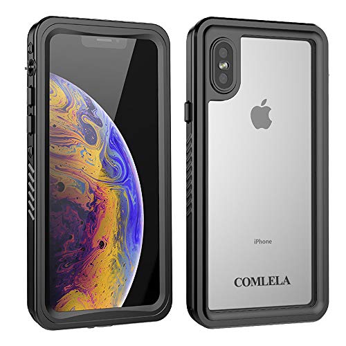 Book Cover COMLELA iPhone Xs/X Waterproof Case, IP68 Certified Full Body Protective Underwater SandProof Shockproof Snowproof for iPhone Xs/X - 5.8 inch (Clear)