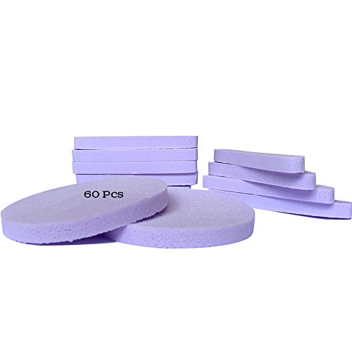 Facial Sponge Compressed,60 Pcs PVA Professional Makeup Removal Wash Round Face Sponge Pads Exfoliating Cleansing for Women,Purple