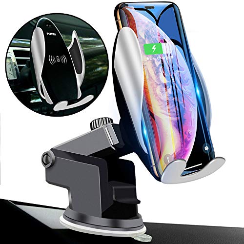 Qi Wireless Car Charger Mount Automatic Clamping Peteme Dashboard Air Vent Gravity Sensor Phone Holder Compatible with iPhone X/Xs MAX/XS/XR/X/8/8+,Samsung S10/S10+/S9/S9+/S8/S8+