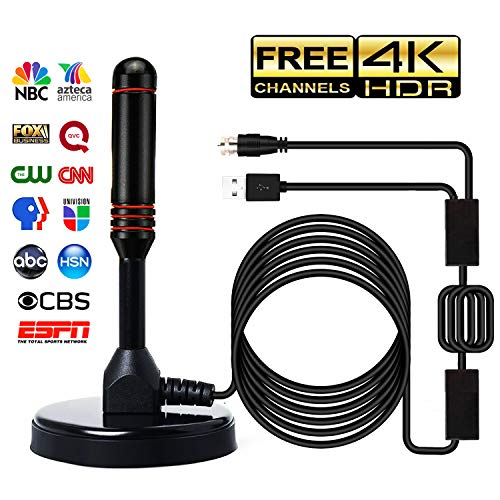 TV Antenna, Antenna TV Digital HD,HDTV Antenna with Magnetic Base, THD Antenna with Amplifier Signal Booster and Coaxial CableV Antenna for Digital TV Indoor,
