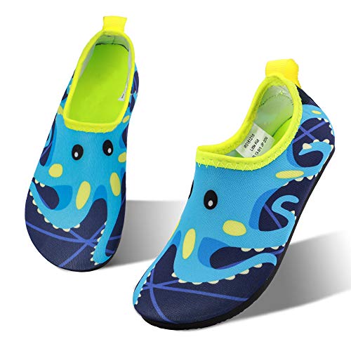 okilol Water Shoes for Boys & Kids Toddlers Non-Slip Quick Dry Beach Swim Pool Aqua Park Socks Navy/Octopus 9-10 M US Toddler