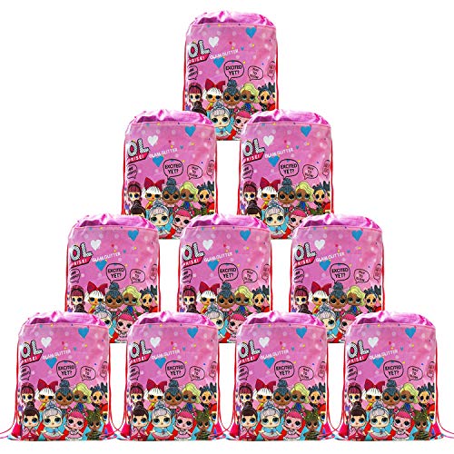 Bsstr 12 Pack LOL Drawstring Party Bag, Party Favors Bags Drawstring Backpacks Gifts Bags Birthday Party Supplies Favor Bag for kids Children Girls Baby Shower