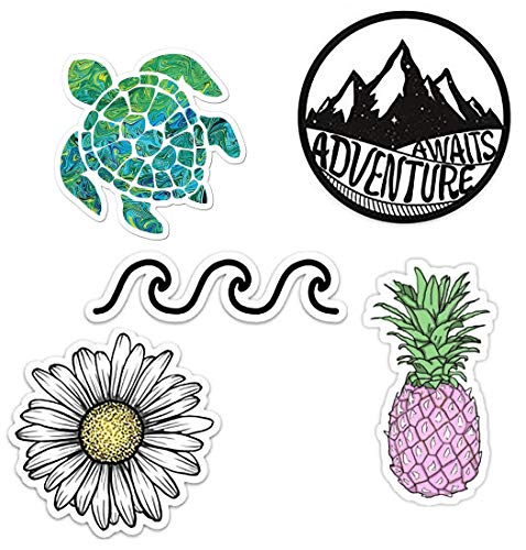 Cute Ocean Beach Vinyl Decal Sticker Pack of 5 for Laptop,Water Bottle Car and Bikes