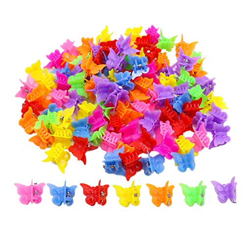 Book Cover WEFOO 100 Pack Butterfly Hair Clips for Girls and Women, Beautiful Bulk Small Mini Butterfly Hair Clips, Assorted Color