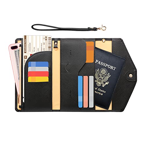 ZOPPEN Passport Holder Travel Wallet (Ver.5) for Women Rfid Blocking Multi-purpose Passport Cover Case Document Organizer Wrist Strap