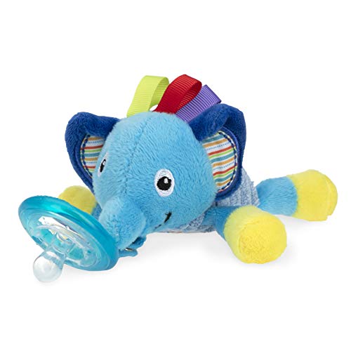 Nuby Calming Natural Flex Snuggleez Pacifier with Plush Combo Set for Cuddling with Comfort, 0M+, Elephant