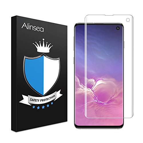 Alinsea Screen Protector for Galaxy S10 Tempered Glass [Not For S10 Plus/S10E][Full Adhesive][Fingerprint Sensor Compatible][3D Glass][Case Friendly] Anti-Scratch for Samsung Galaxy S10