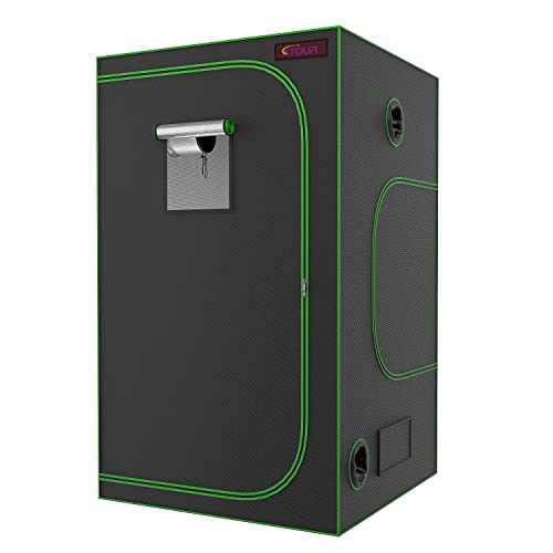 ATOUR 48”x48”x80” Grow Tent, Reflective 600D Mylar,Hydroponic Grow Tent with Observation Window and Floor Tray for Indoor Plant Growing 4’x4’