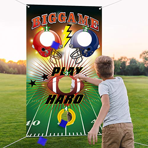 Blulu Football Toss Games with 3 Pieces Bean Bag, Indoor and Outdoor Bean Bag Toss Game for Children and Adults, Football Theme Party Decorations Supplies