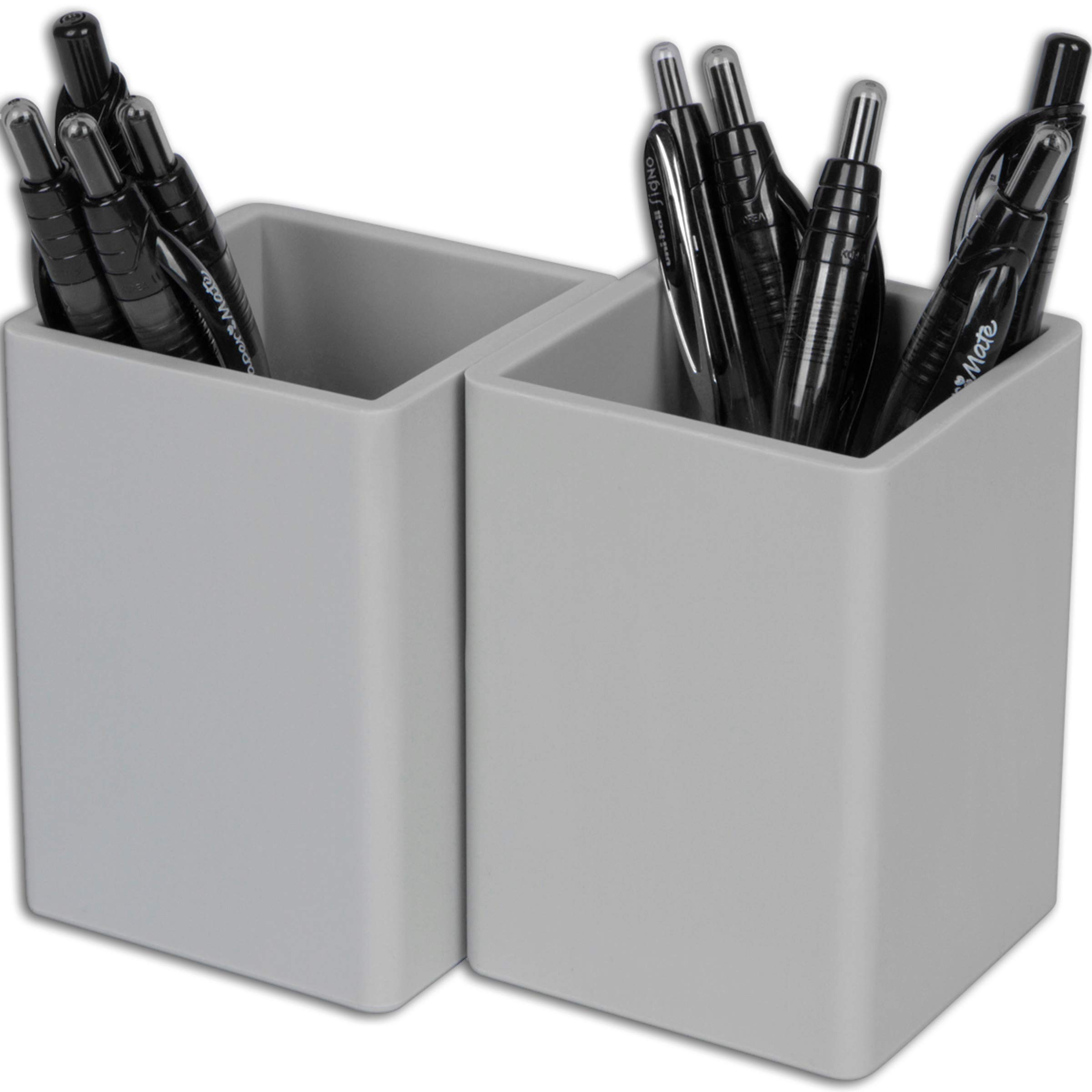 Fernaco Pen and Pencil Holder for Desk - Set of 2 - Silicone Pen Holder is Durable and Long Lasting - Simple and Stylish Desk Organizer - Cool Grey