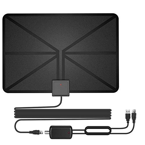 TV Antenna, Indoor Amplified HDTV Antenna 50 Mile Range with Detachable Amplifier Signal Booster and 16.5FT High Performance Coax Cable, Upgraded Version Better Reception