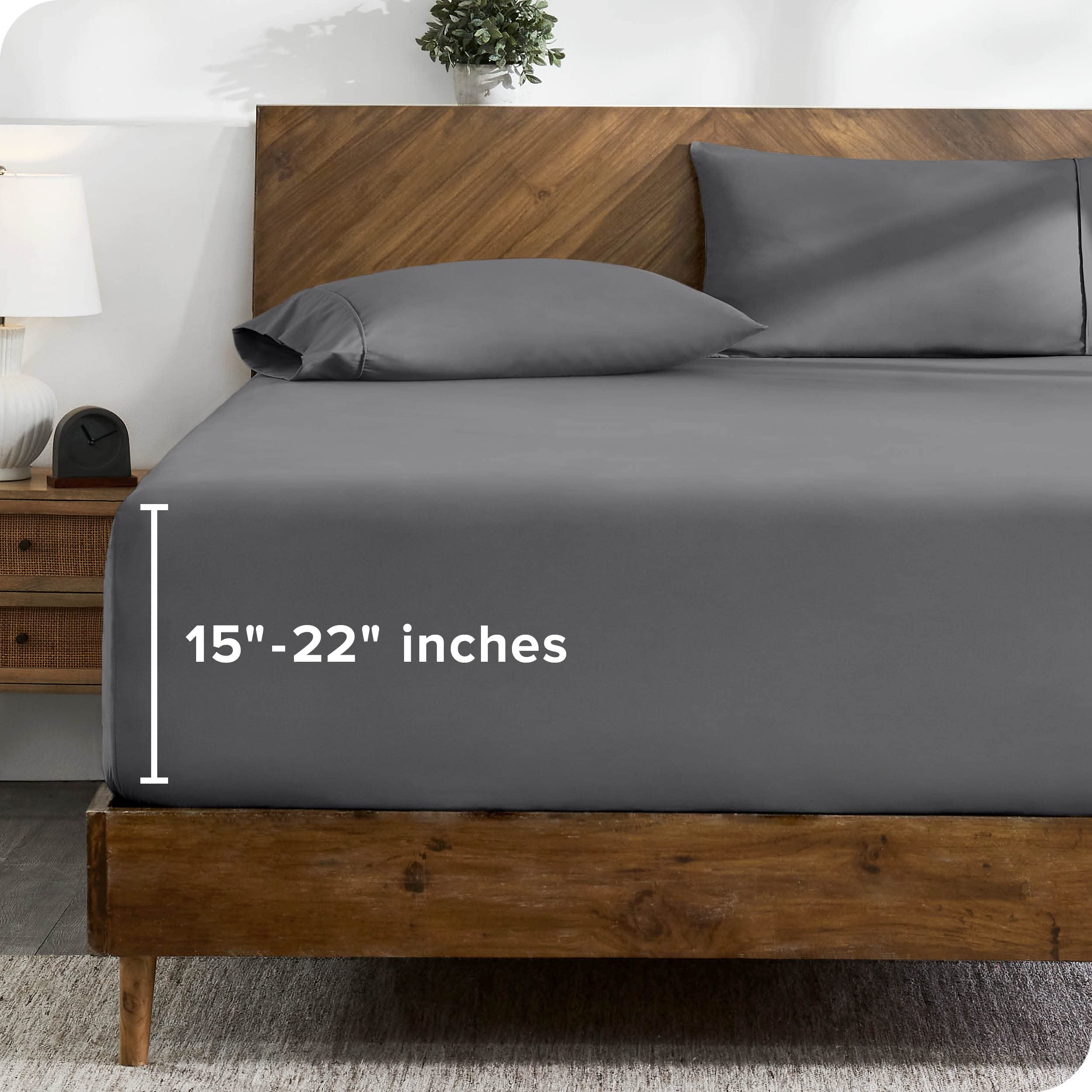 Bare Home Twin Extra Long Fitted Sheet - Extra Deep Pocket Fitted Sheet - Premium 1800 Microfiber - Ultra-Soft Wrinkle Free - Twin XL Deep Pocket Fitted Bottom Sheets (Twin XL - 22" Pocket, Grey) Twin XL 22" Grey