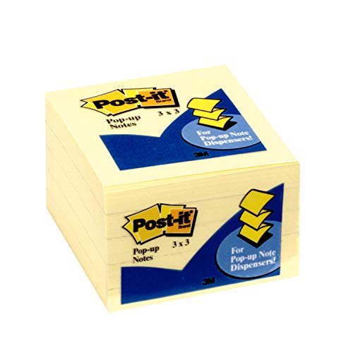 Book Cover Post-it Pop-up Notes 3x3 in, 5 Pads, America's #1 Favorite Sticky Notes, Canary Yellow, Clean Removal, Recyclable (3301-5YW)