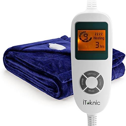 Book Cover iTeknic Electric Blanket Heated Throw with Fast Heating Technology, 10 Temperature Settings, Overheating Protection and Auto Shut Off 61