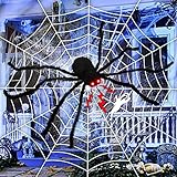 FLY2SKY Halloween Spider 50'' Giant Spider LED Eyes Sound Touch Control Squeak with Horrible Voice Halloween Decorations Outdoor Indoor Halloween Spider Decorations for Yard Wall Party Bar House
