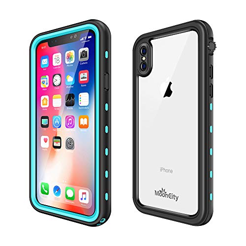 Book Cover MoonCity Waterproof Case for iPhone X/Xs, IP68 Waterproof Snowproof Shockproof and Dustproof Cover Case, Underwater Full Sealed Cover Case for iPhone X/Xs, 5.8 inch