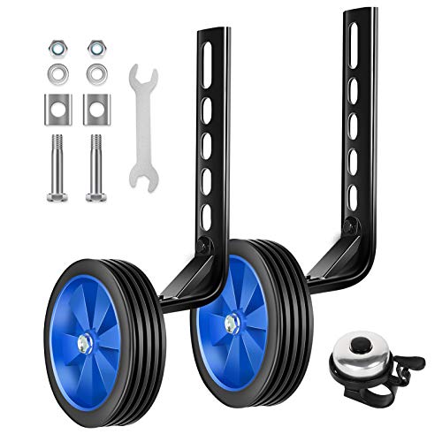 OP - STORE Bicycle Training Wheels for Kids Stronger Version Replacement Adjustable Bicycles Stabilizer for Children, Suitable for 12/14/ 16/18/ 20/ inch Children's Single Speed Bikes (Blue)