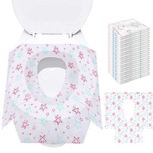 Potty Seat Cover - Disposable Toilet Seat Covers, Extra Large Size 24 Packs, Portable Individually Wrapped, Perfect for Adults and Kids Toddlers Potty Training, Home Travel Use(Star)