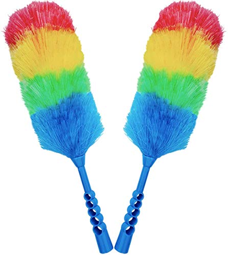 M-jump 2 pcs Kitchen + Home 18” inch Rainbow Static Duster - Electrostatic Feather Duster Attracts dust Like a Magnet !