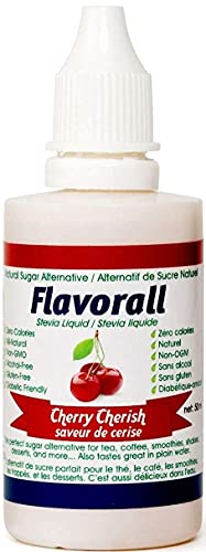 Flavorall Flavored Stevia 50 ML, Cherry Cherish, 25 Flavors, Stevia Liquid Drops, Zero Calorie Sweetener, Flavored Stevia Drops, Sugar Substitute, Keto Sugar, Organic, Gluten Free, Stevia Sweetener