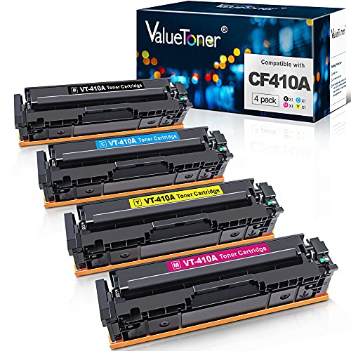 Valuetoner Compatible Toner Cartridge Replacement for HP 410A CF410A CF411A CF412A CF413A to use with Color Laserjet Pro MFP-M477fdw-M477fdn M477fnw-M452dn-M452nw M452dw M477 M452 Printer (4-Pack)