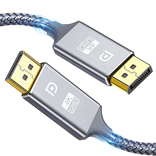 DisplayPort Cable,Capshi 4K DP Cable Nylon Braided -(4K@60Hz, 2k@120Hz) Ultra High Speed DisplayPort to DisplayPort Cable 15ft for Laptop PC TV etc- Gaming Monitor Cable (Grey)
