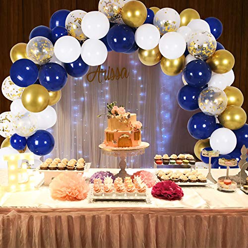Book Cover DIY Blue Balloon Garland & Arch Kit, 135pcs Party Decorations Balloon Set, Navy Blue & Golden & Sequin Gold & White Balloons for Baby Shower, Wedding, Birthday, Graduation, Anniversary Organic Party ...