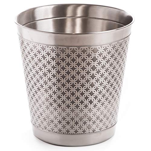 BINO Metal Waste Basket Bathroom Trash Can for Bedroom, Home Office, Dorm, College, Kitchen