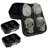 Stritra - 3D Skull Ice Mold (Pack of 2) Easy Release Silicone Mold,8 Cute and Funny Ice Skull for Whiskey,Cocktails and Juice Beverages,Black