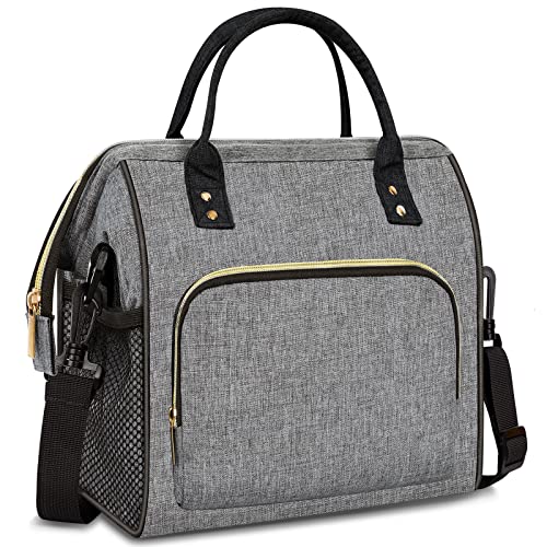 Insulated Lunch Bag, Large Lunch Tote Bag with Adjustable Shoulder Strap, Leakproof Reusable Cooler Lunch Bags for Women and Men, Perfect for Work Office School Picnic