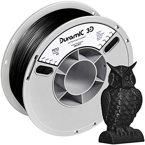 Book Cover DURAMIC 3D PETG Printer Filament 1.75mm Black, 3D Printing Filament 1kg Spool(2.2lbs), Non-Tangling Non-Clogging Non-Stringing Dimensional Accuracy +/- 0.05 mm