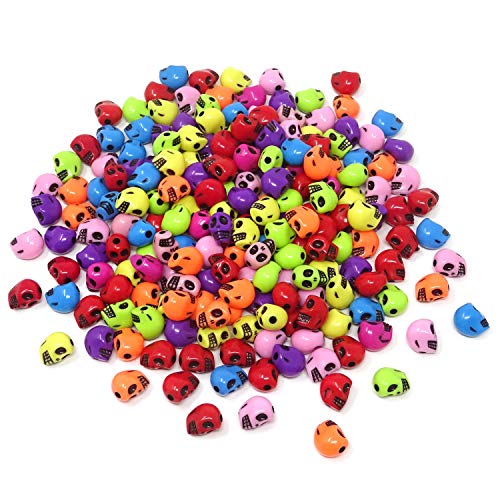 Honbay 200PCS Mixed Color Acrylic Skull Beads Stylish Skeleton Head Beads for Jewelry Making or Craft Projects