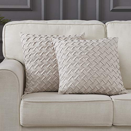 Longhui bedding 18â€ x 18â€ Cream Throw Pillow Covers (Set of 2) â€“ Decorative Throw Pillow Cover for 18 inch Sofa, Couch, Chair Pillows â€“ Square Decorative Pillowcase