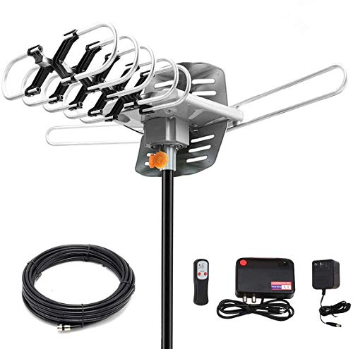 2019 Version HDTV Antenna Amplified Digital Outdoor Antenna -150 Miles Range-360 Degree Rotation Wireless Remote-Snap- Wireless Remote Control - UHF/VHF 4K 1080P Channels- On Installation Support 2 TV